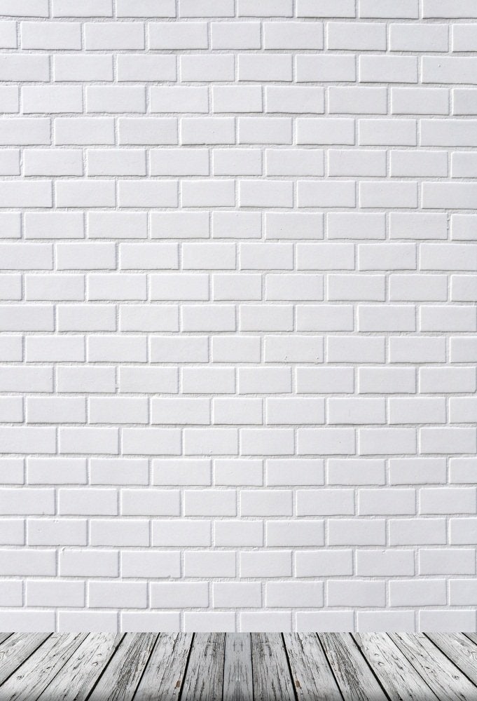 AOFOTO 3x5ft White Brick Wall Photography Background Old Wooden Floor Backdrop Adult Kid Boy Girl Baby Man Woman Artistic Portrait Photoshoot Studio Props Video Drape Wallpaper - Image 1